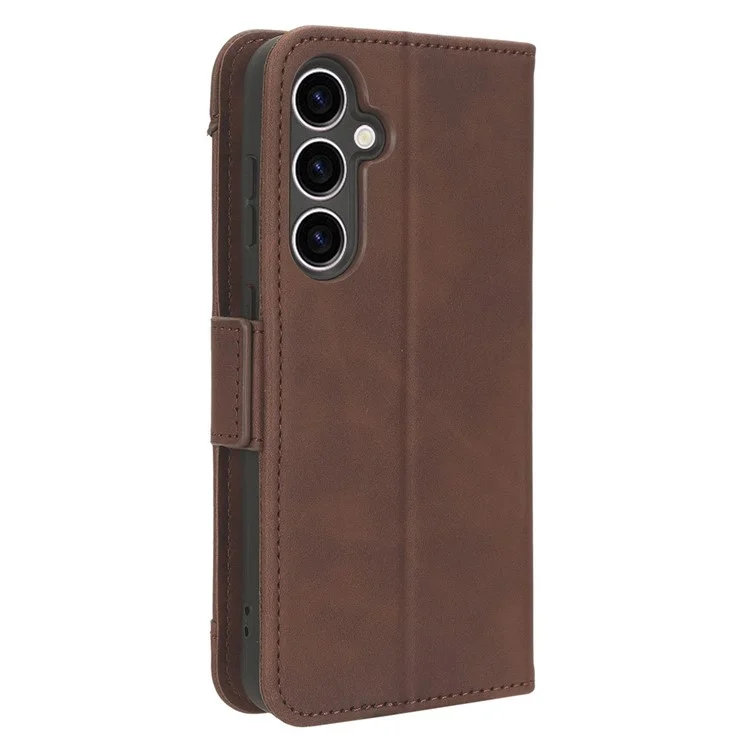 Custodia per telefono con più slot per schede per Samsung Galaxy S23 FE, custodia in pelle con supporto - Marrone