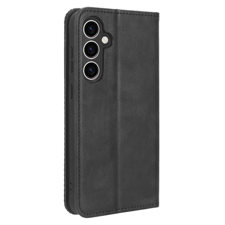 Stand Wallet Phone Case für Samsung Galaxy S23 FE, Retro PU-Leder Schutzhülle - Schwarz
