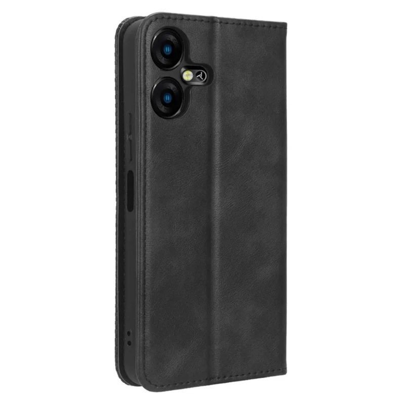 Retro Phone Case for TECNO Pova Neo 3 4G LH6n , PU Leather Stand Wallet Flip Cover - Black
