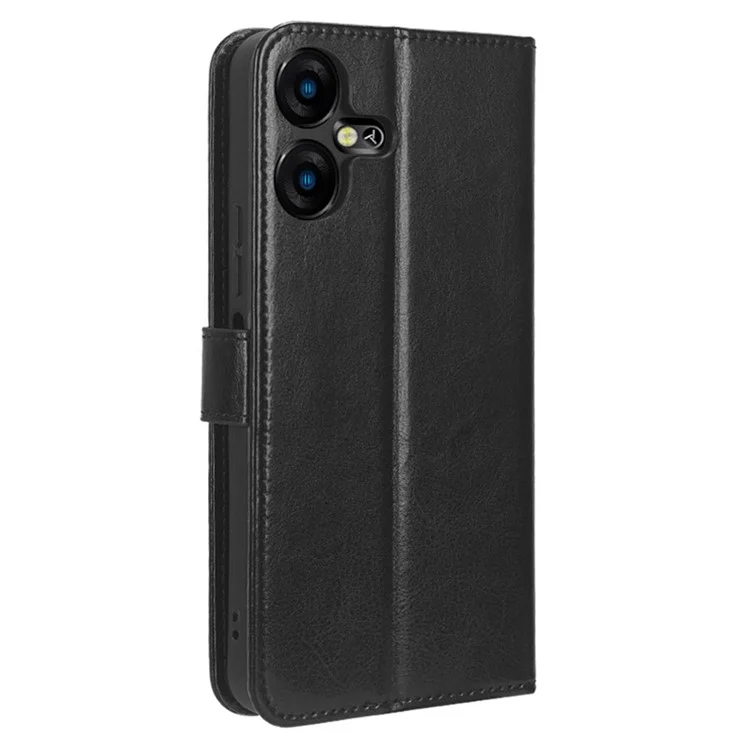 PU-Leder Crazy Horse Textur Hülle für TECNO Pova Neo 3 4G LH6n, Ständer Geldbörse Magnetverschluss Handyhülle - Schwarz