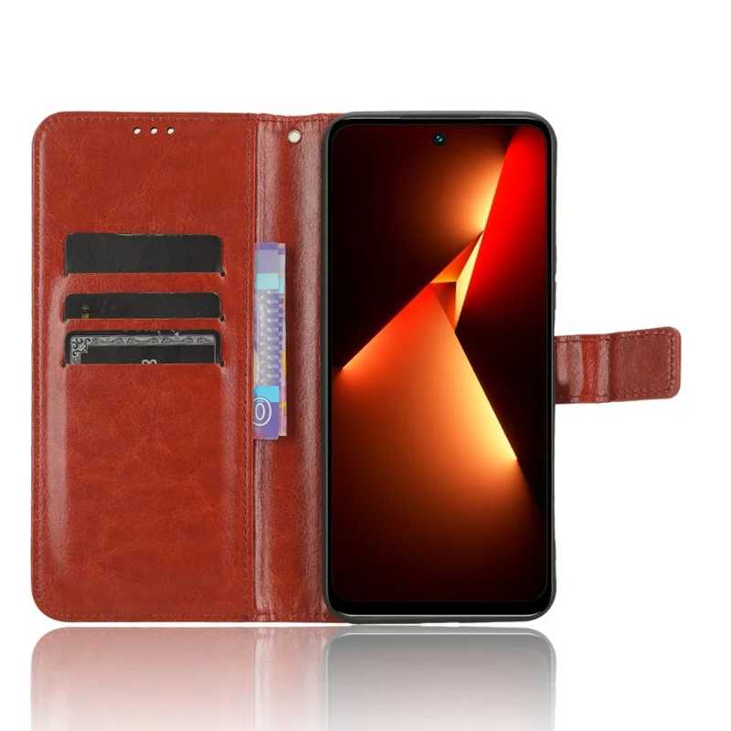 PU Leather Crazy Horse Texture Case for TECNO Pova Neo 3 4G LH6n , Stand Wallet Magnetic Closure Phone Cover - Brown