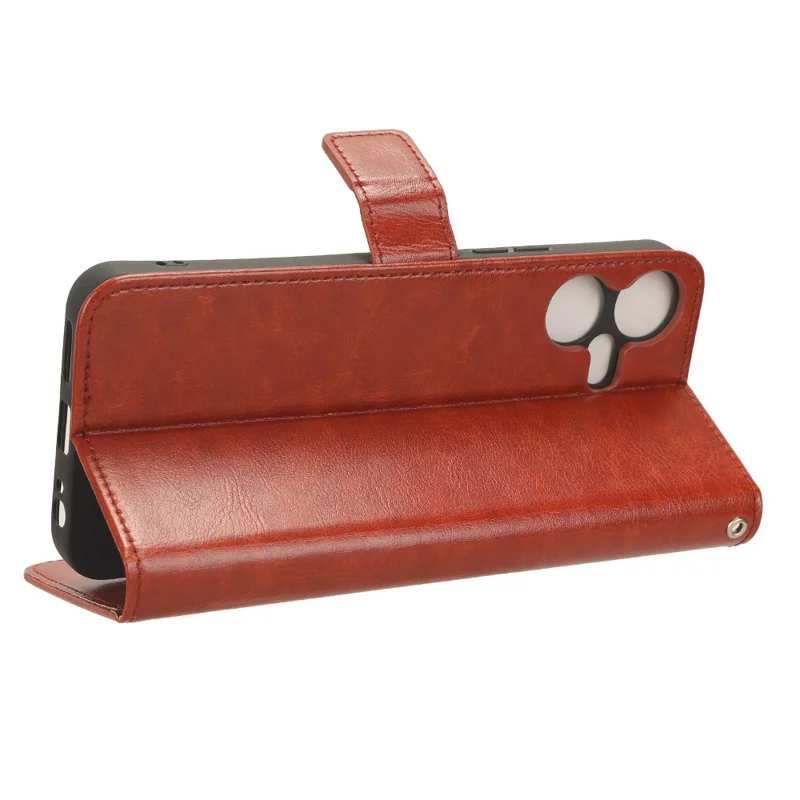 PU Leather Crazy Horse Texture Case for TECNO Pova Neo 3 4G LH6n , Stand Wallet Magnetic Closure Phone Cover - Brown