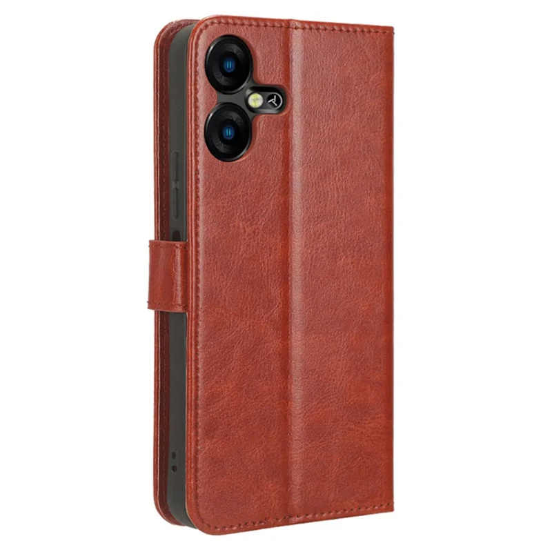 PU Leather Crazy Horse Texture Case for TECNO Pova Neo 3 4G LH6n , Stand Wallet Magnetic Closure Phone Cover - Brown