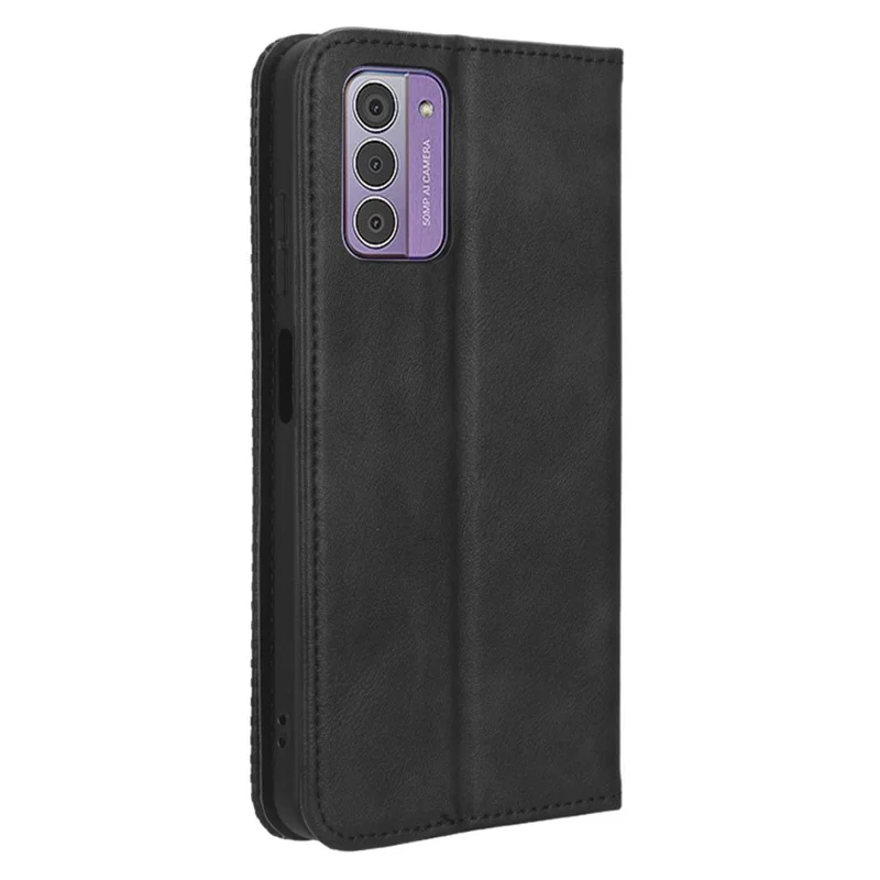 PU Leather Retro Phone Case for Nokia G42 , Stand Wallet Shockproof Cover - Black