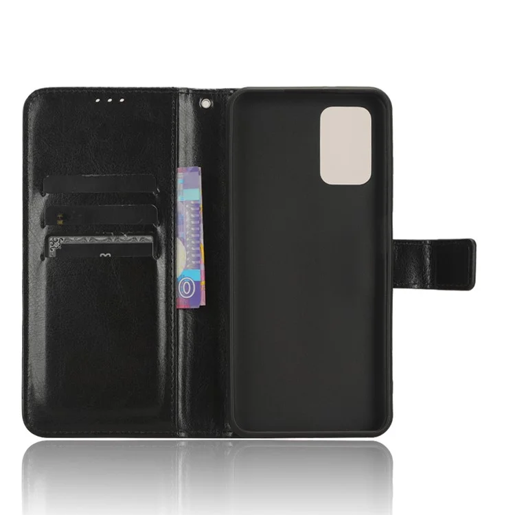 Per Nokia G42 PU Leather Folio Flip Case Crazy Horse Texture Stand Wallet Phone Cover - Nero