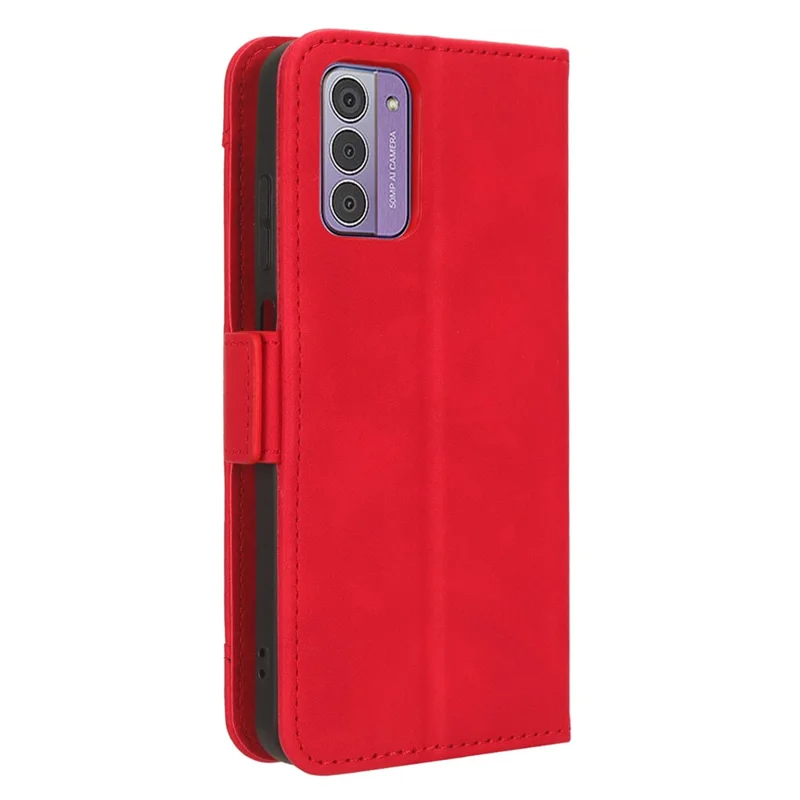 For Nokia G42 Flip Stand Case Multiple Card Slots Wallet PU Leather Phone Cover - Red
