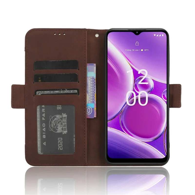 Para Nokia G42 Flip Stand Case Multiple Card Slots Wallet PU Leather Phone Cover - Brown