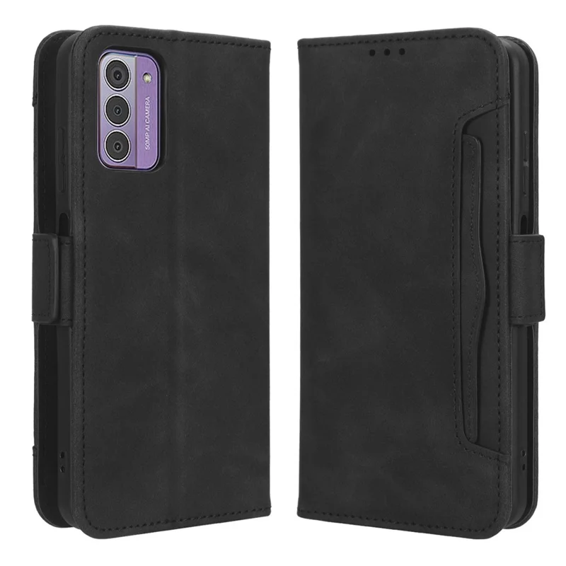 Funda de soporte tipo cartera con múltiples ranuras para tarjetas para Nokia G42 Flip - Negro