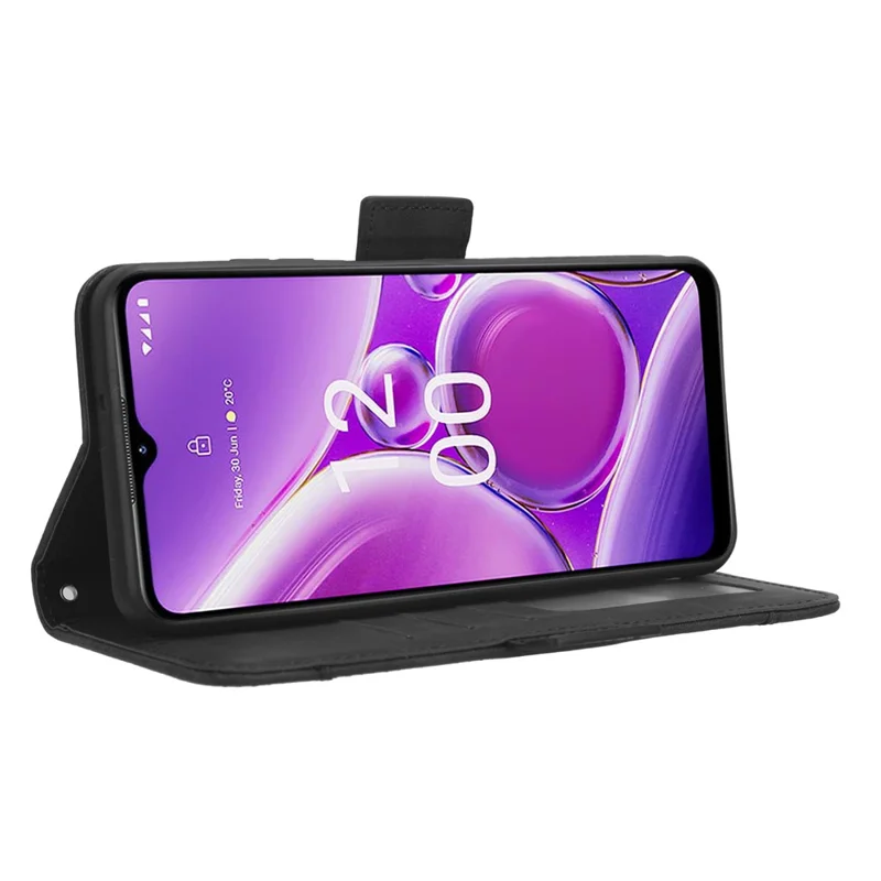 Funda de soporte tipo cartera con múltiples ranuras para tarjetas para Nokia G42 Flip - Negro