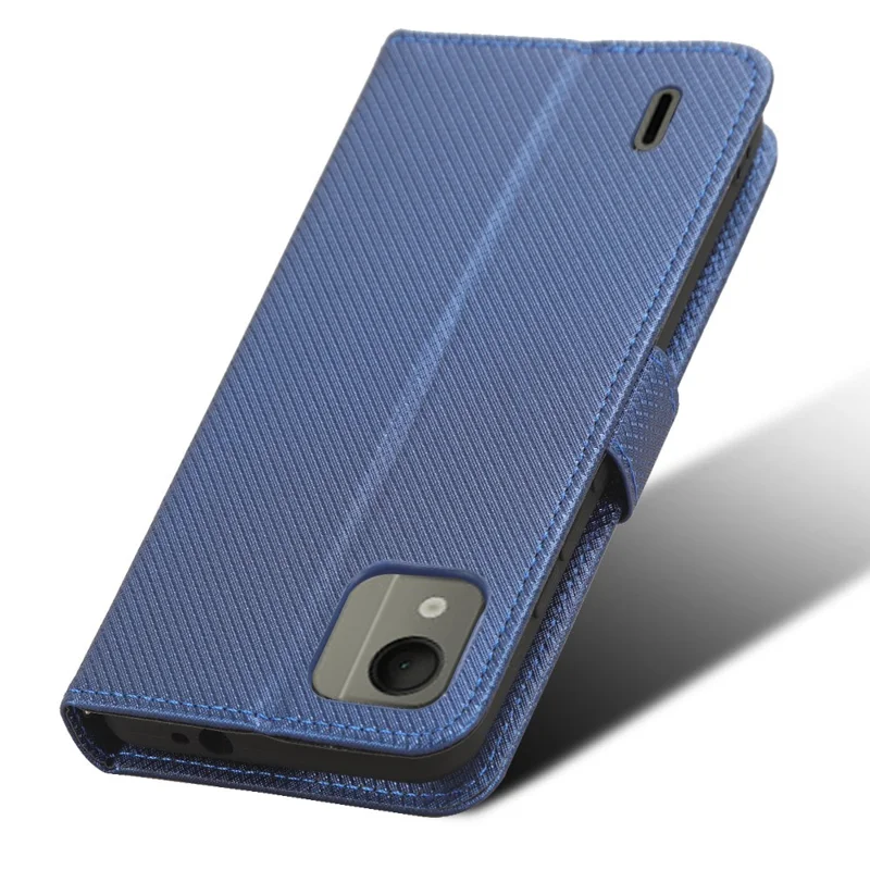 For Nokia C110 PU Leather Wallet Flip Case Diamond Texture Stand Phone Cover with Strap - Blue