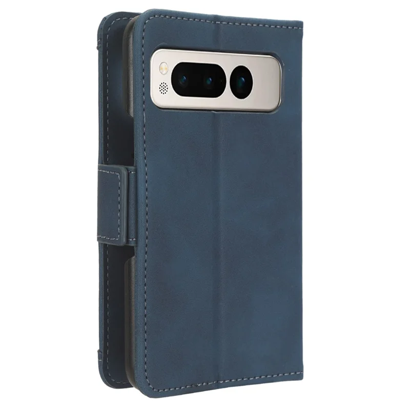 Futerał portfelowy na telefon Google Pixel Fold, wytrzymała obudowa z tworzywa PC i sztucznej skóry PU z uchwytem na wiele kart - niebieski