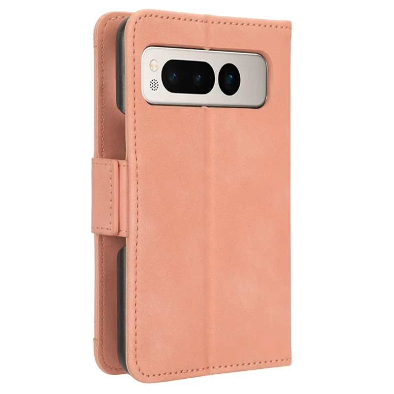 Wallet Phone Case til Google Pixel Fold, PU-læder stødfast PC standdæksel med flere kortforside - Pink