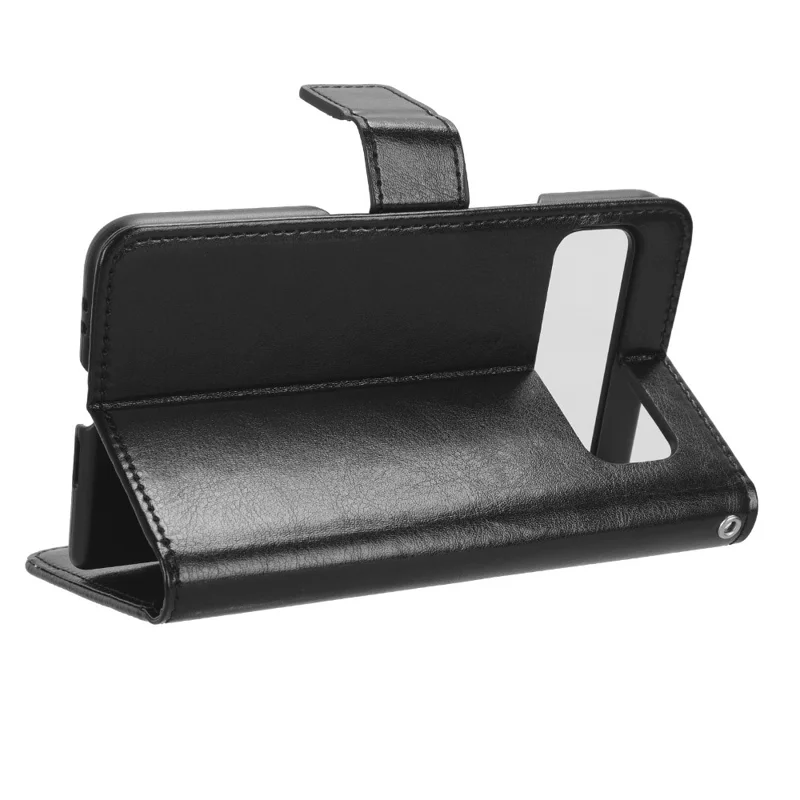 For Google Pixel Fold PU Leather + PC Phone Case Crazy Horse Texture Wallet Stand Flip Cover - Black