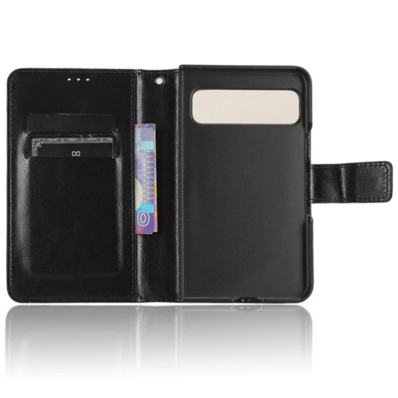 For Google Pixel Fold PU Leather + PC Phone Case Crazy Horse Texture Wallet Stand Flip Cover - Black
