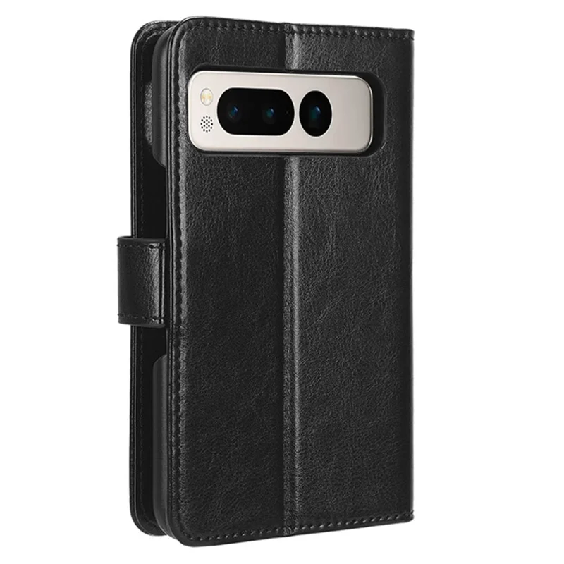 For Google Pixel Fold PU Leather + PC Phone Case Crazy Horse Texture Wallet Stand Flip Cover - Black