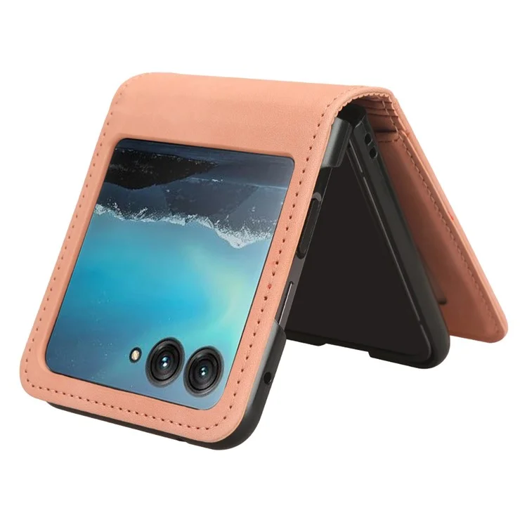 For Motorola Razr 40 Ultra 5G PU Leather+PC Phone Case Separable Design Card Slot Skin-Touch Cover - Pink