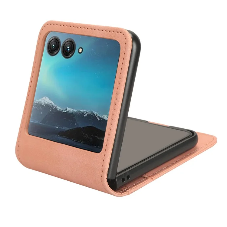 For Motorola Razr 40 Ultra 5G PU Leather+PC Phone Case Separable Design Card Slot Skin-Touch Cover - Pink