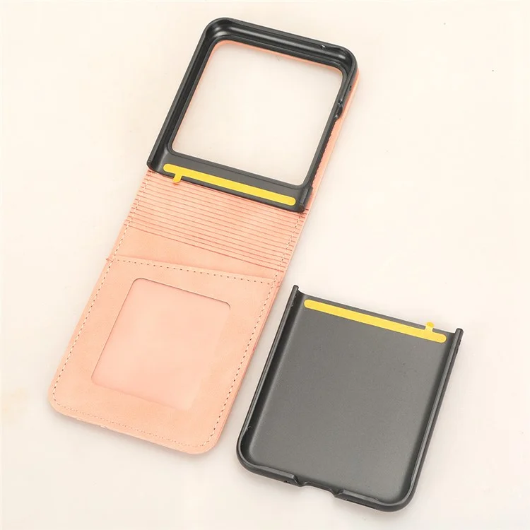 For Motorola Razr 40 Ultra 5G PU Leather+PC Phone Case Separable Design Card Slot Skin-Touch Cover - Pink