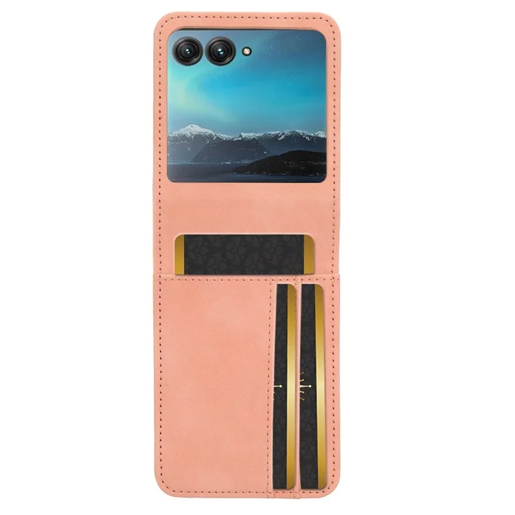 For Motorola Razr 40 Ultra 5G PU Leather+PC Phone Case Separable Design Card Slot Skin-Touch Cover - Pink