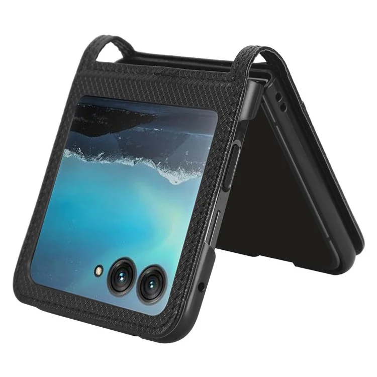 Per Motorola Razr 40 Ultra 5G PU Pelle + PC Diamante Texture Case Copertura Del Supporto Per il Telefono - Nero