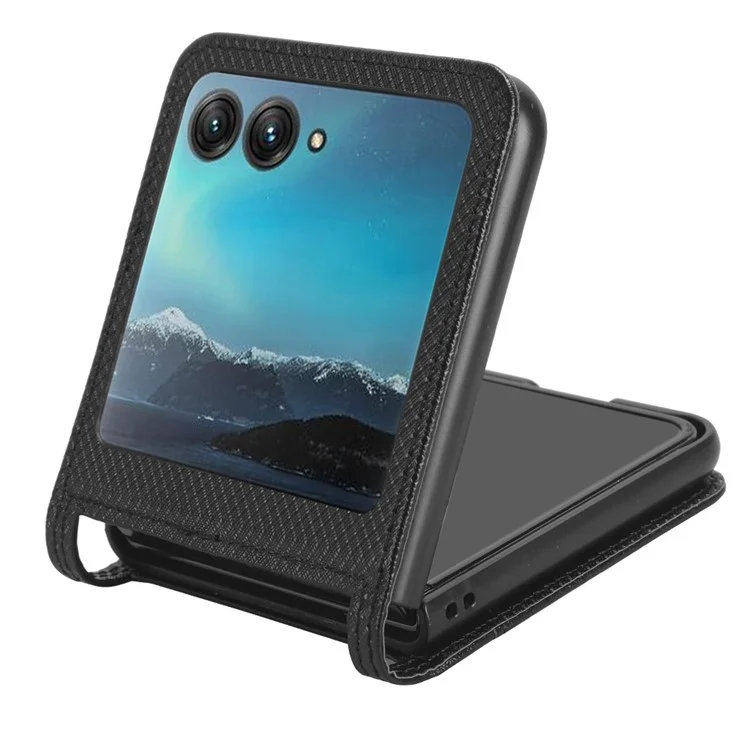 Per Motorola Razr 40 Ultra 5G PU Pelle + PC Diamante Texture Case Copertura Del Supporto Per il Telefono - Nero