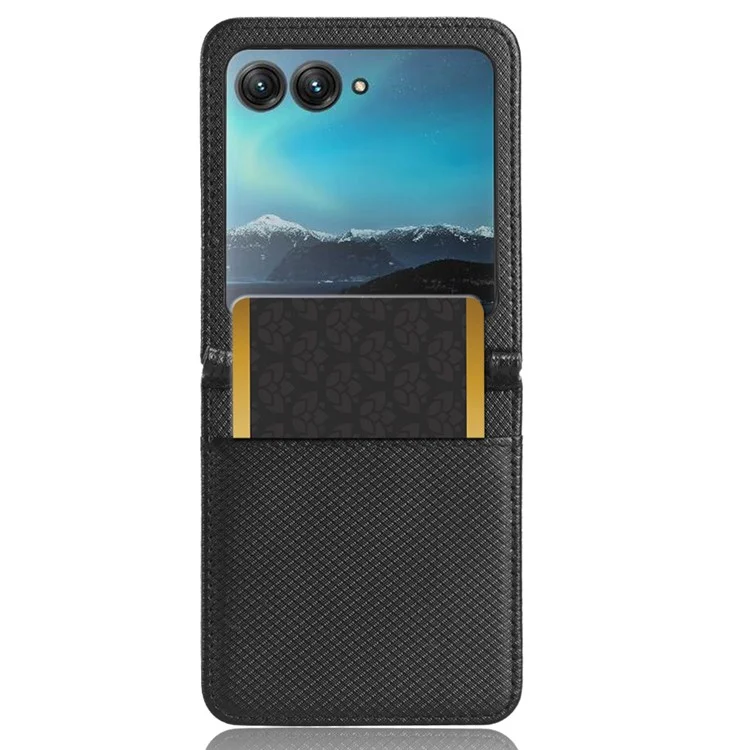 Per Motorola Razr 40 Ultra 5G PU Pelle + PC Diamante Texture Case Copertura Del Supporto Per il Telefono - Nero