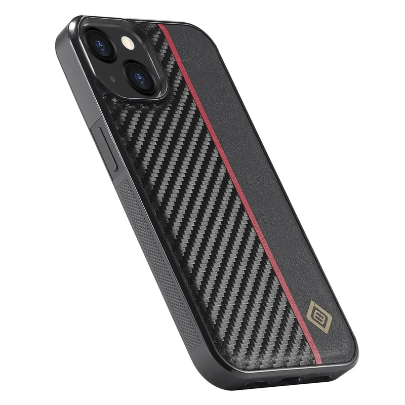 LC.IMEEKE For iPhone 14 Plus Phone Case Carbon Fiber Texture PU Leather Coated TPU + EVA Cover
