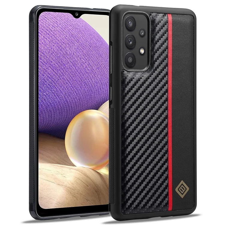 LC.IMEEKE Handyhülle für Samsung Galaxy A32 5G / M32 5G, Carbon-Faser-Textur PU-Leder-beschichtete TPU+EVA-Abdeckung