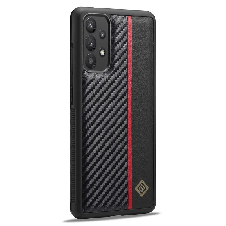 LC.IMEEKE Handyhülle für Samsung Galaxy A32 5G / M32 5G, Carbon-Faser-Textur PU-Leder-beschichtete TPU+EVA-Abdeckung