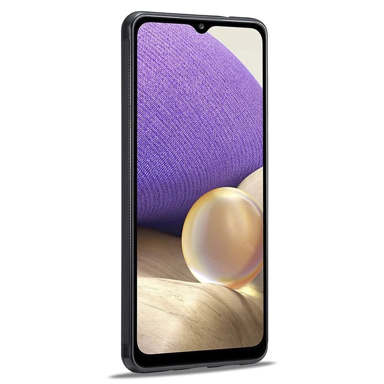 LC.IMEEKE Handyhülle für Samsung Galaxy A32 5G / M32 5G, Carbon-Faser-Textur PU-Leder-beschichtete TPU+EVA-Abdeckung