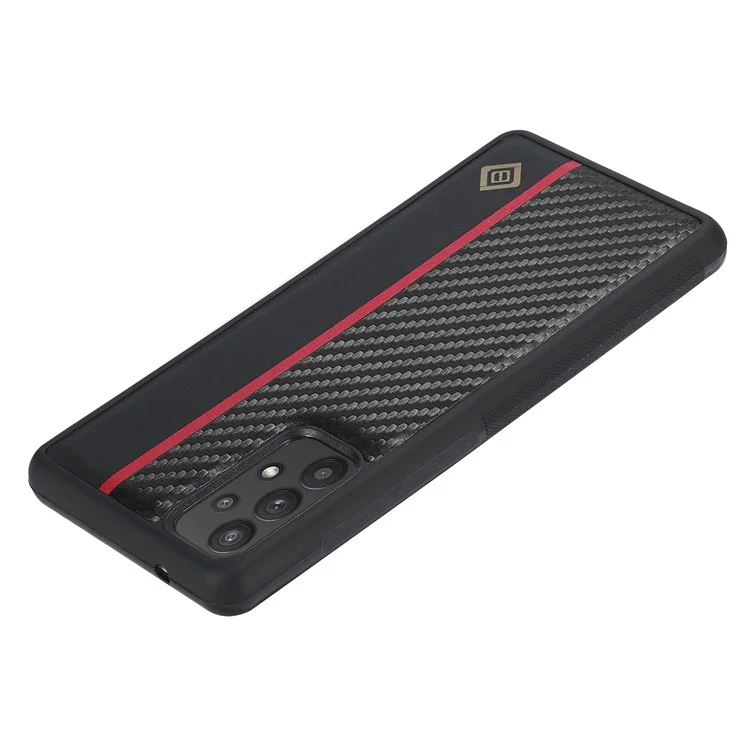 LC.IMEEKE Handyhülle für Samsung Galaxy A32 5G / M32 5G, Carbon-Faser-Textur PU-Leder-beschichtete TPU+EVA-Abdeckung