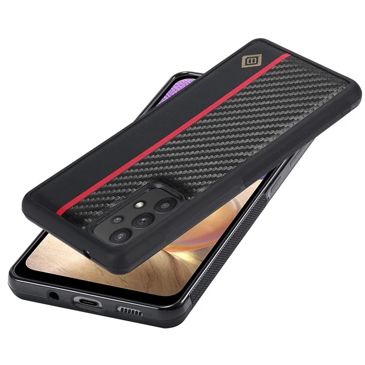 LC.IMEEKE Handyhülle für Samsung Galaxy A32 5G / M32 5G, Carbon-Faser-Textur PU-Leder-beschichtete TPU+EVA-Abdeckung