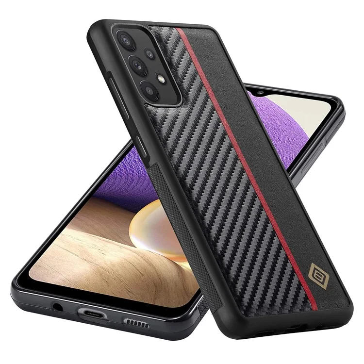 LC.IMEEKE Handyhülle für Samsung Galaxy A32 5G / M32 5G, Carbon-Faser-Textur PU-Leder-beschichtete TPU+EVA-Abdeckung