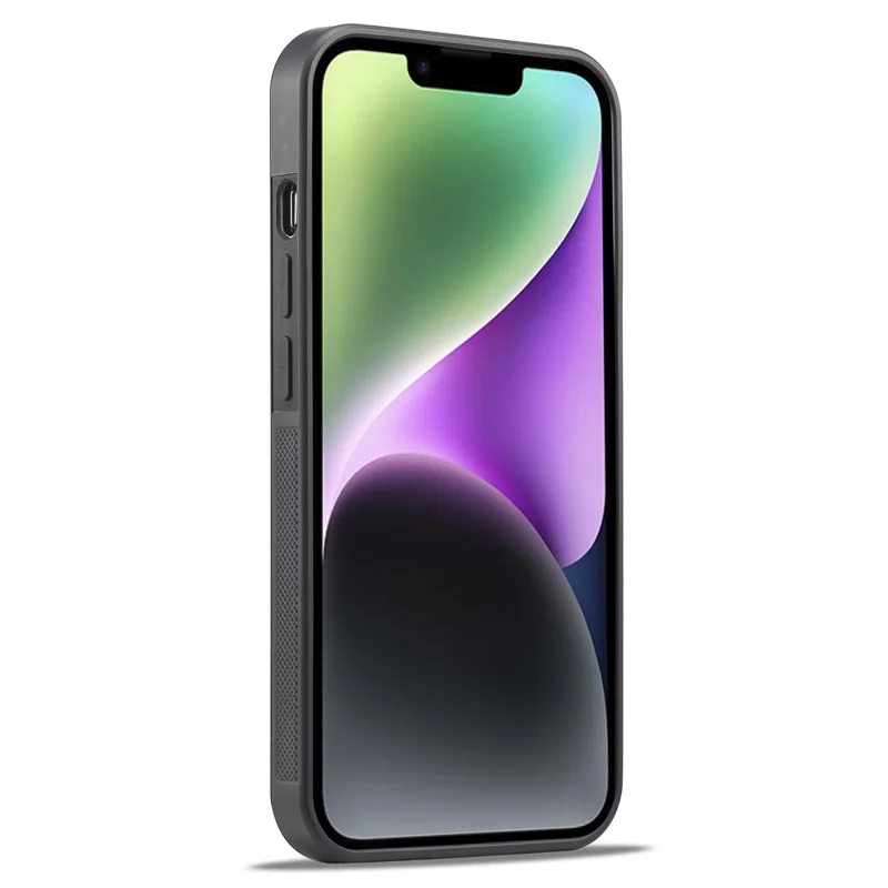 LC.IMEEKE Phone Case for iPhone 14 , Carbon Fiber Texture PU Leather Coated TPU+EVA Back Cover