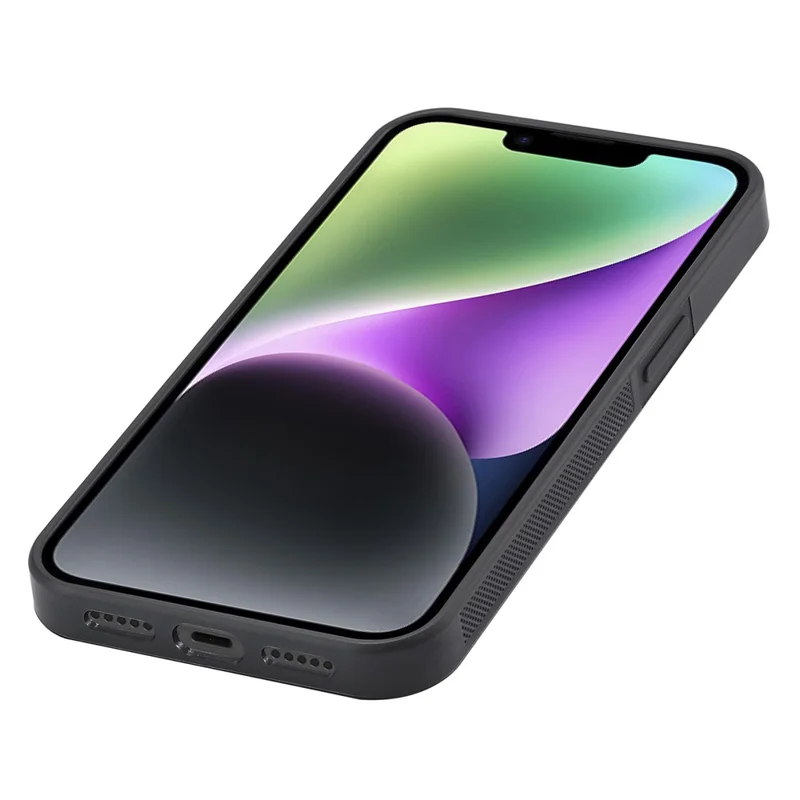 LC.IMEEKE Phone Case for iPhone 14 , Carbon Fiber Texture PU Leather Coated TPU+EVA Back Cover