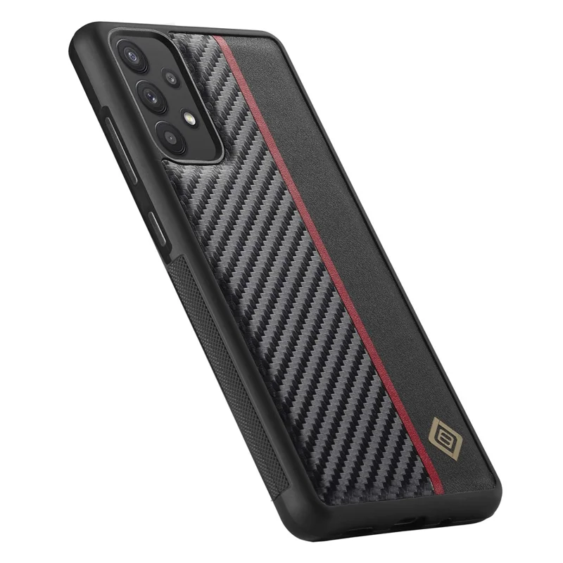 LC.IMEEKE Phone Case for Samsung Galaxy A32 4G (EU Version) Anti-drop Carbon Fiber Texture PU Leather Coated TPU+EVA Cover