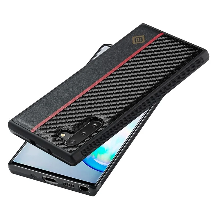 LC.IMEEKE Carbon Fiber Texture Case for Samsung Galaxy Note 10 4G Anti-scratch PU Leather+TPU+EVA Phone Cover