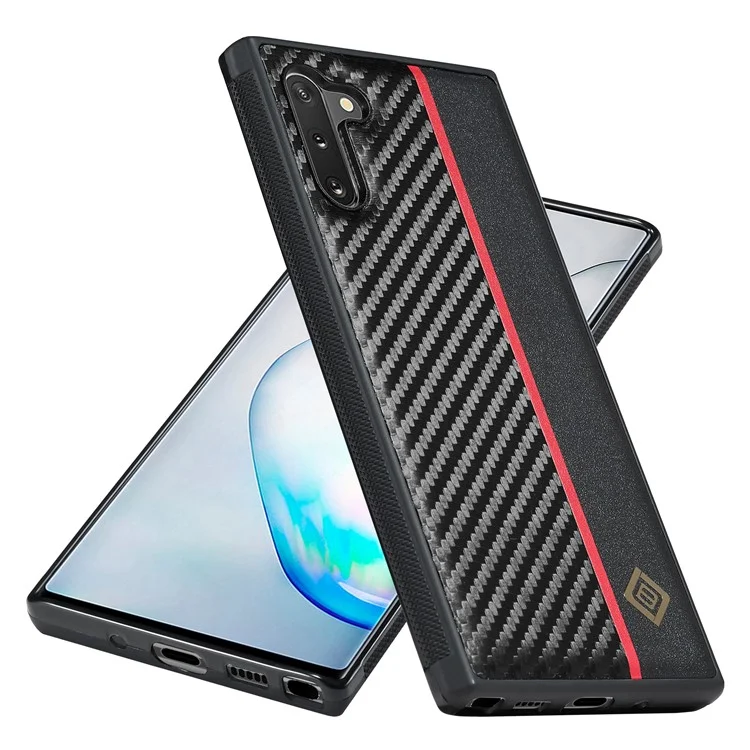 LC.IMEEKE Carbon Fiber Texture Case for Samsung Galaxy Note 10 4G Anti-scratch PU Leather+TPU+EVA Phone Cover