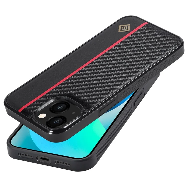 LC.IMEEKE For iPhone 13 mini 5.4 inch Phone Case Carbon Fiber Texture Anti-scratch Leather Coated TPU+EVA Cover