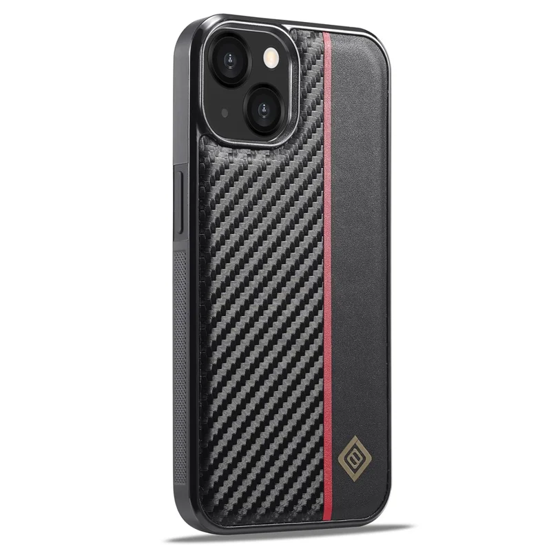 LC.IMEEKE Para iPhone 13 de 6.1 pulgadas Funda trasera de Caso de Fibra de Carbono Textura PU Cuero Revestido TPU+EVA Funda de Teléfono