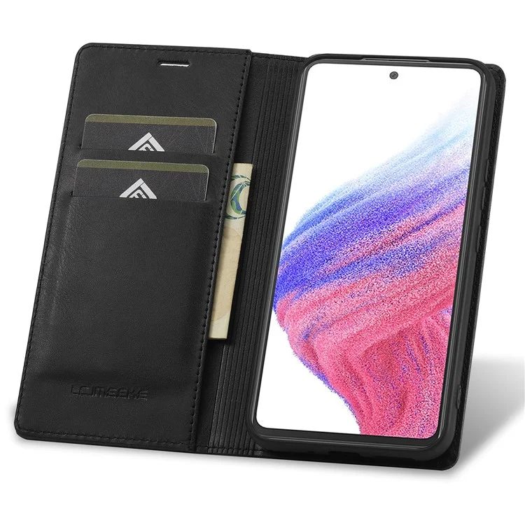 LC.IMEEKE Para Samsung Galaxy S23 FE Caso de Carteira de Bloqueio RFID de Couro PU com Suporte Flip Phone Cover - Preto