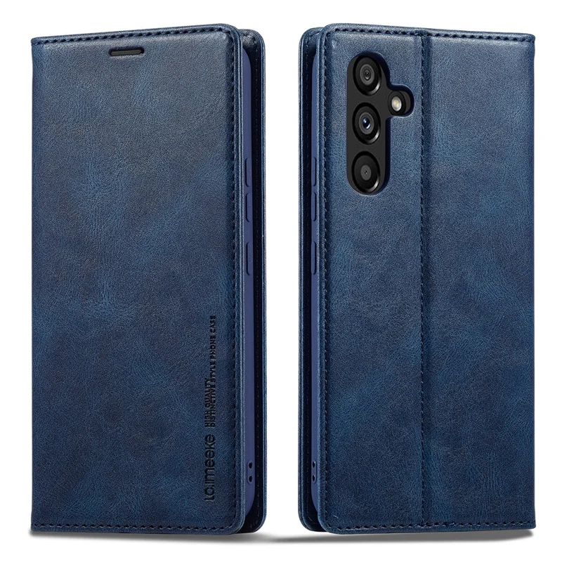 LC.IMEEKE For Samsung Galaxy S23 FE PU Leather RFID Blocking Case Wallet Stand Flip Phone Cover - Blue