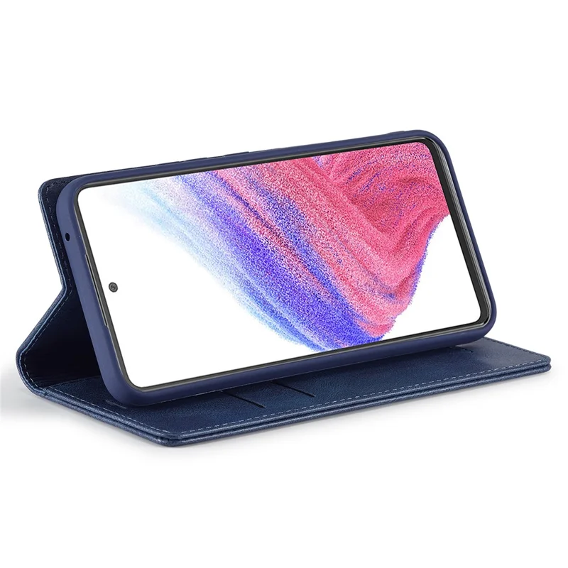 LC.IMEEKE For Samsung Galaxy S23 FE PU Leather RFID Blocking Case Wallet Stand Flip Phone Cover - Blue