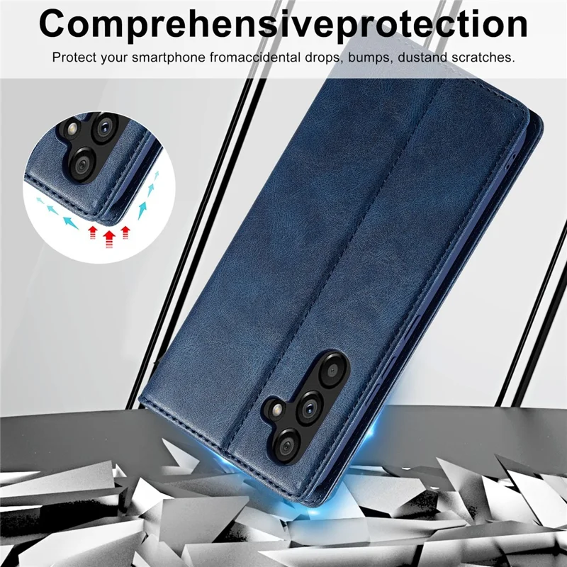 LC.IMEEKE For Samsung Galaxy S23 FE PU Leather RFID Blocking Case Wallet Stand Flip Phone Cover - Blue