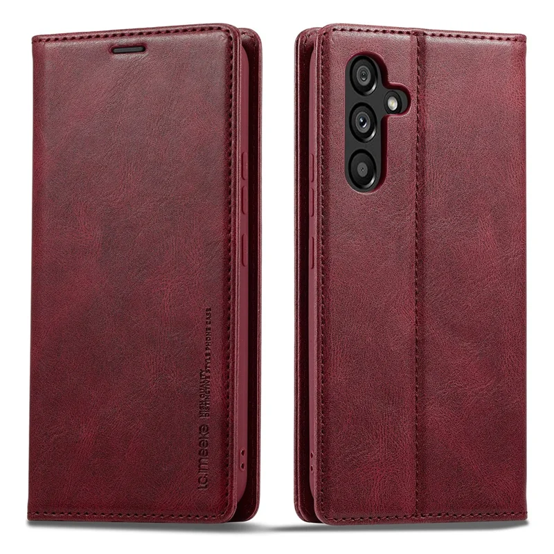 LC.IMEEKE For Samsung Galaxy S23 FE PU Leather RFID Blocking Case Wallet Stand Flip Phone Cover - Red