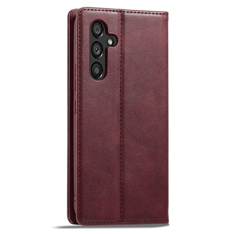 LC.IMEEKE For Samsung Galaxy S23 FE PU Leather RFID Blocking Case Wallet Stand Flip Phone Cover - Red