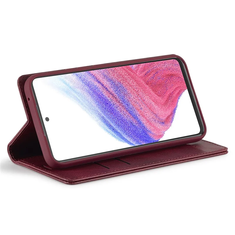 LC.IMEEKE For Samsung Galaxy S23 FE PU Leather RFID Blocking Case Wallet Stand Flip Phone Cover - Red