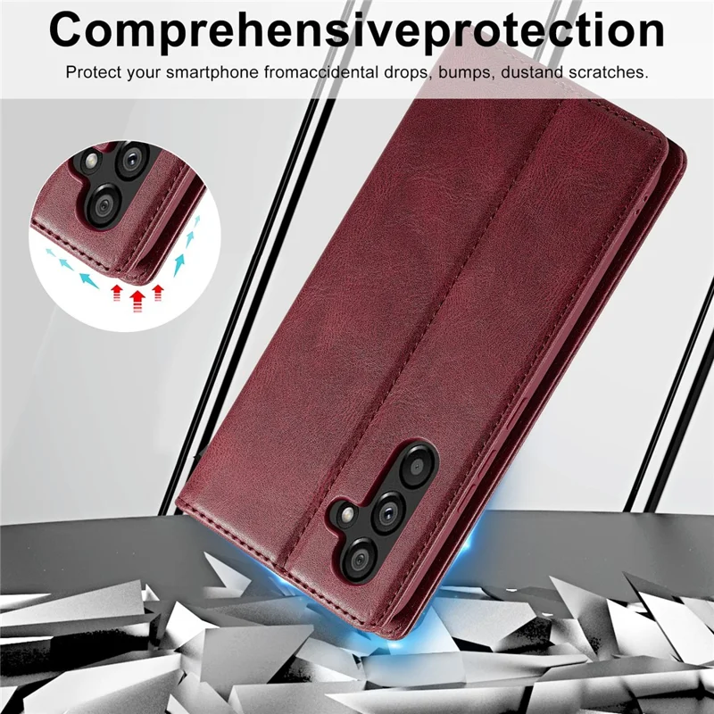 LC.IMEEKE For Samsung Galaxy S23 FE PU Leather RFID Blocking Case Wallet Stand Flip Phone Cover - Red