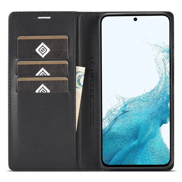 LC.IMEEKE For Samsung Galaxy S23 FE Leather Stand Cover Carbon Fiber Texture Wallet Phone Case - Horizontal Stripe