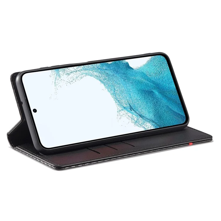 LC.IMEEKE For Samsung Galaxy S23 FE Leather Stand Cover Carbon Fiber Texture Wallet Phone Case - Horizontal Stripe